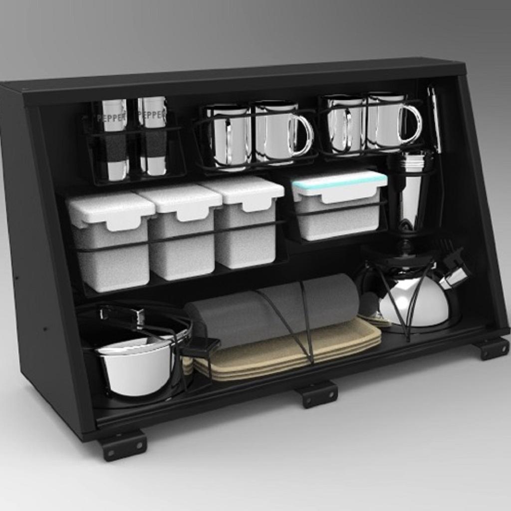 Alu-Cab Seitenfach Universal 750 mit Küchen Set, Schwarz Alu-Cab Seitenfach Universal 750 mit Küchen Set, Schwarz