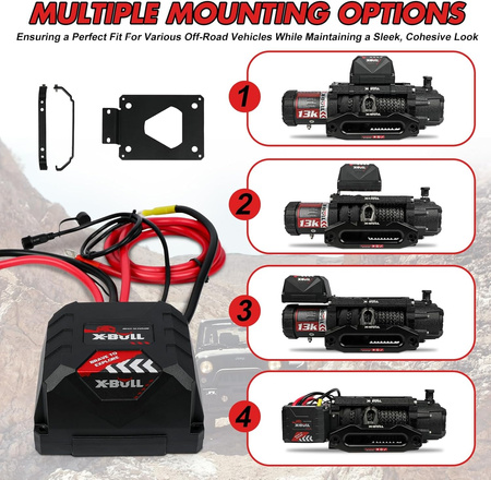 12V X-BULL Seilwinde 13000 LBS (5897 KG) Synthetikseil Offroad 4x4