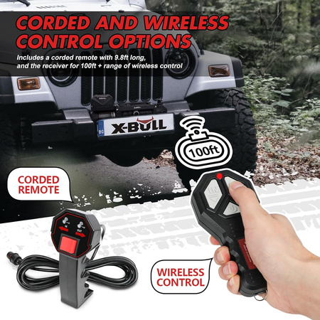 12V X-BULL Seilwinde 13000 LBS (5897 KG) Synthetikseil Offroad 4x4