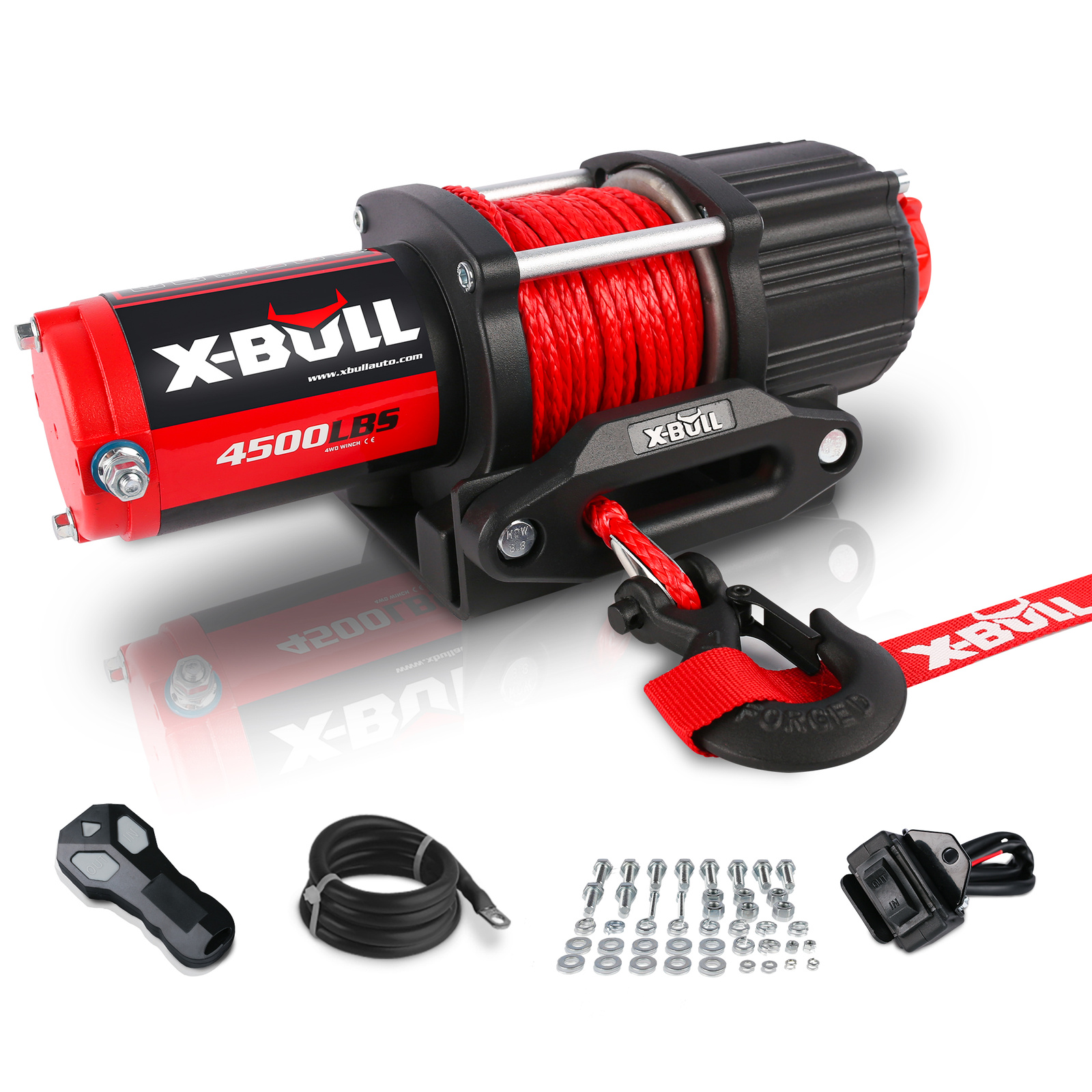 12V X-BULL Seilwinde 4500 LBS (2041 KG) Synthetikseil ATV UTV QUAD