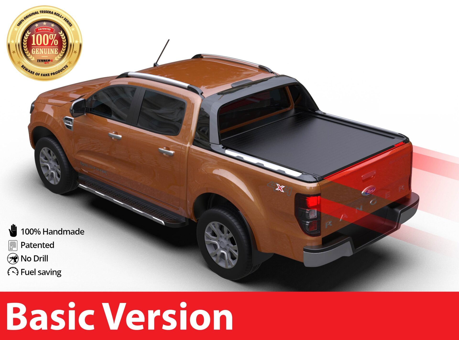 Tessera Roll+ Laderaumabdeckung "Basic" für FORD Ranger WILDTRAK D/C ab 11/2012+ & 2016+& 2020+ TESS 1408 ROLL black matt