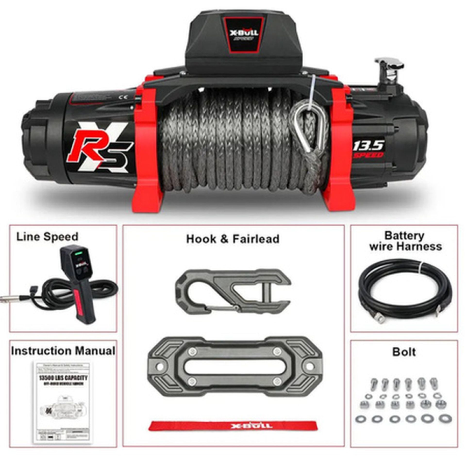 12V X-BULL Seilwinde 13500 LBS (6124 KG) Synthetikseil Offroad 4x4 12V X-BULL Seilwinde 13500 LBS (6124 KG) Synthetikseil Offroad 4x4