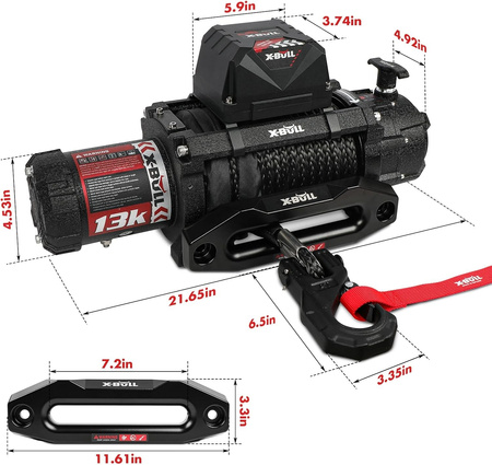 12V X-BULL Seilwinde 13000 LBS (5897 KG) Synthetikseil Offroad 4x4